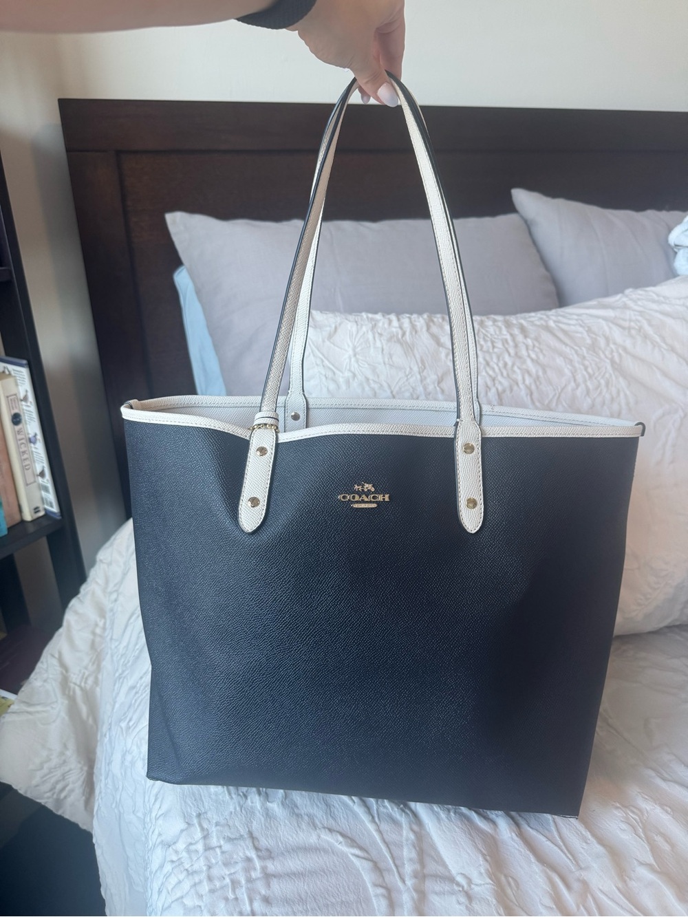 Coach Reversible Black & WhiteLeather Tote